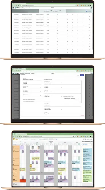 Import of ERP data into PlanningPME via csv, with schedule and log