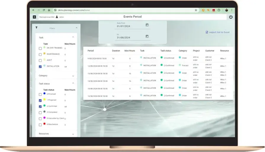 PlanningConnect monthly events reading