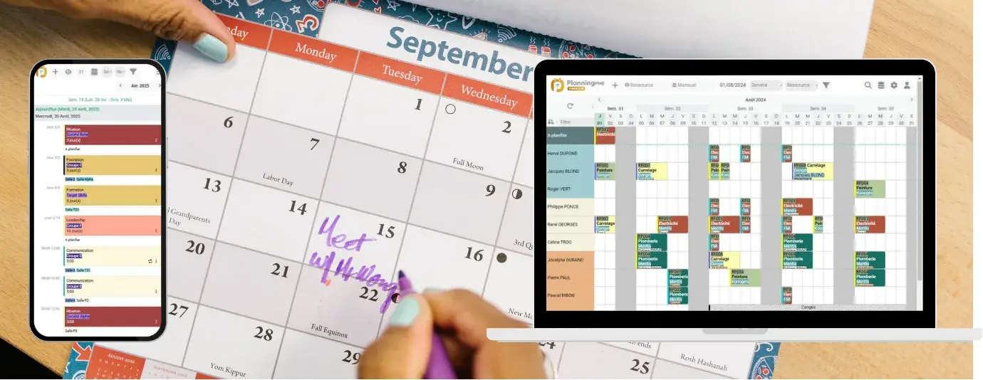 PlanningPME shared calendar with all resources and activities