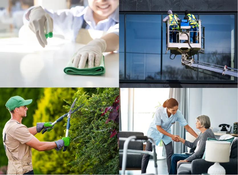 Cleaning, gardening and health care services